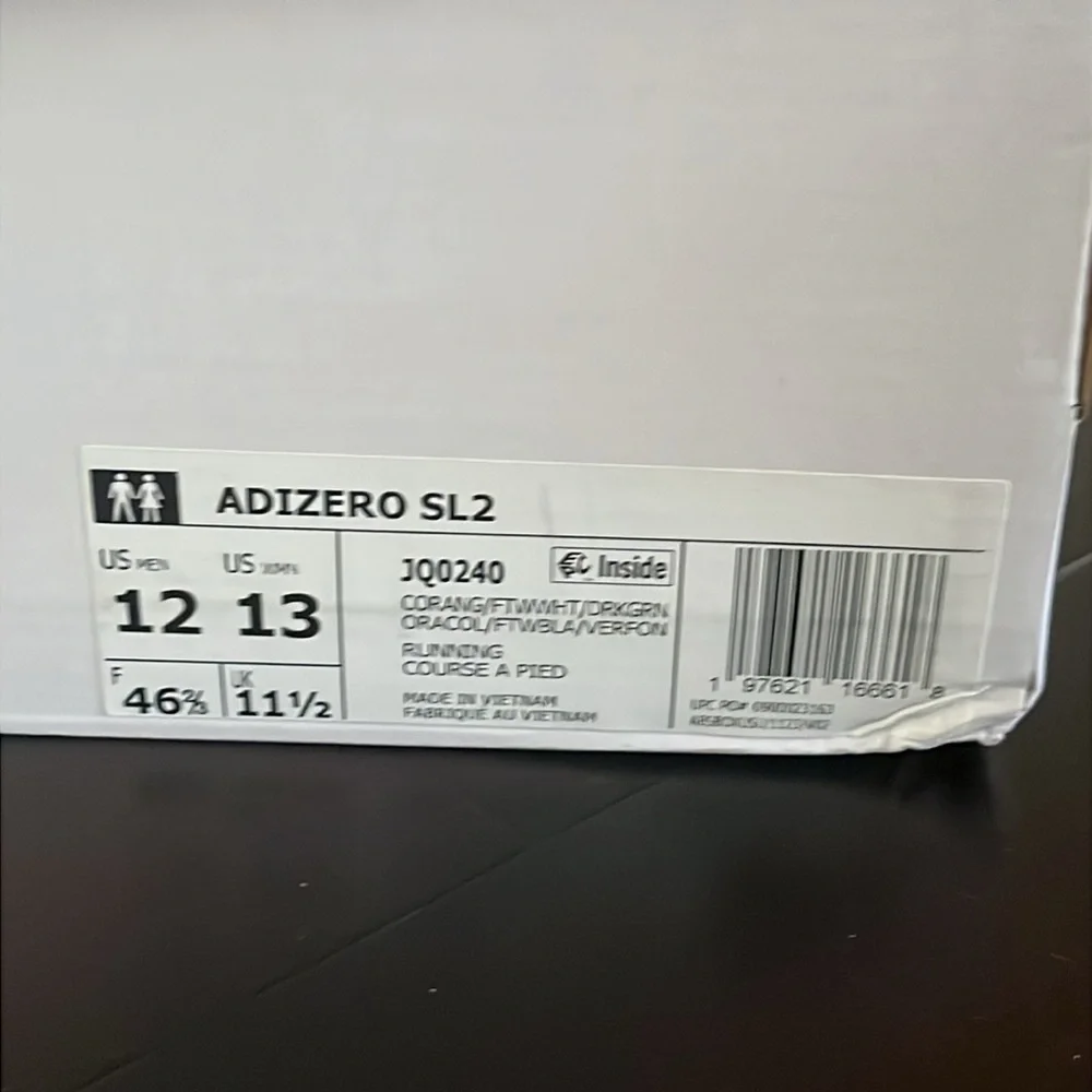 Adidas Adizero SL2 Miami Hurricanes Shoes Sneakers new JQ0240 Men’s Size 12